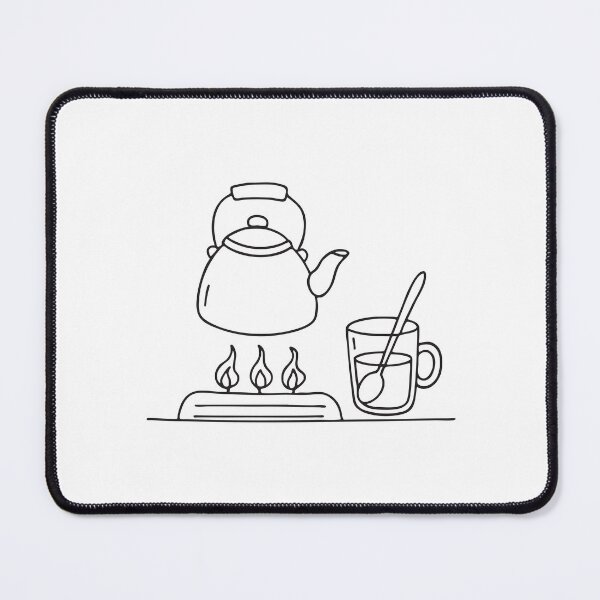 Item preview, A teapot warming on the stove with a mug with spoon nearby designed and sold by rasagamastore.