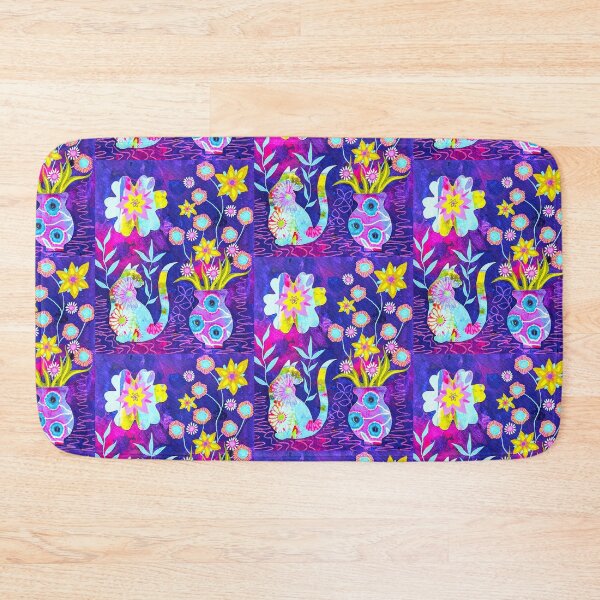 Item preview, Cat on Purple, cat design, abstract botanical, designed and sold by Jess Stride.