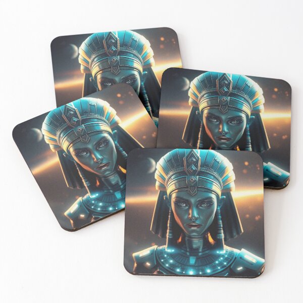 Item preview, Futuristic Queen of the Nile cool ancient Egyptian inspired portrait art designed and sold by Vintage Designs +.