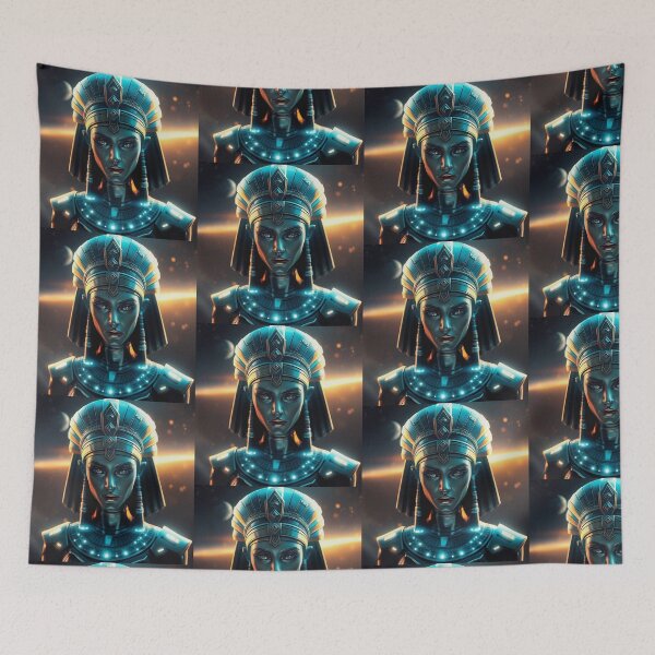 Item preview, Futuristic Queen of the Nile cool ancient Egyptian inspired portrait art designed and sold by Vintage Designs +.
