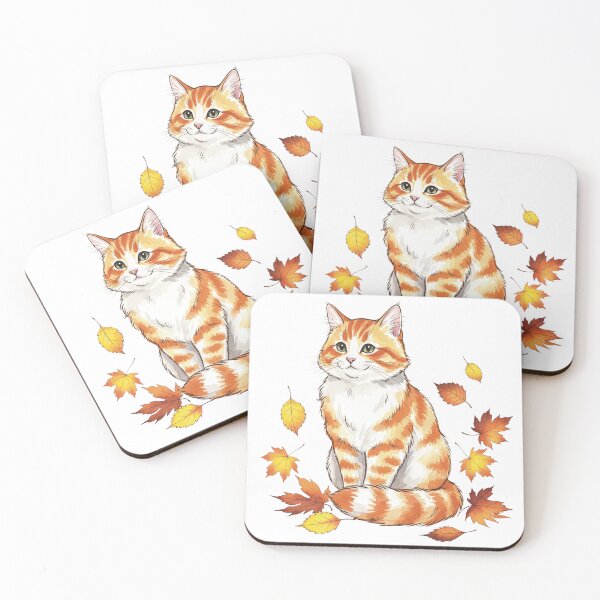 Item preview, Cozy Autumn Cat with Falling Leaves – Watercolor Illustration designed and sold by Iras-Art-Corner.