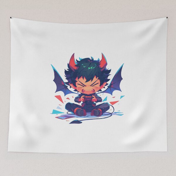 Item preview, Akira Fudo Devilman Crybaby Anime Cute Chibi Playing Video Game designed and sold by earlobejerk.