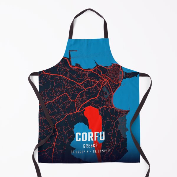 Item preview, Corfu Red & Blue Minimalist Map designed and sold by HomeLivingCo.