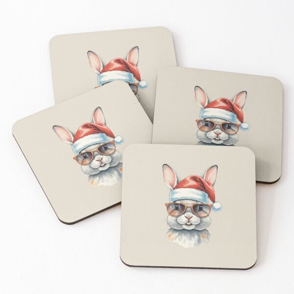 Item preview, Cool Christmas Bunny – Santa Hat & Sunglasses Holiday Illustration designed and sold by Iras-Art-Corner.