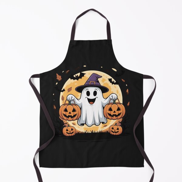 Item preview, Copy of Cute Ghost Dancing with Pumpkins | Halloween with Autumn Leaves, Full Moon and Bats designed and sold by ColorSplash123.