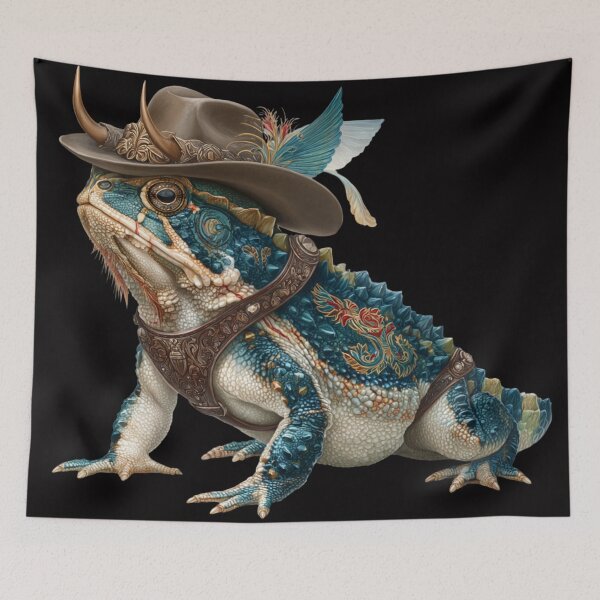 Item preview, Steampunk Horned Toad | Elegant Western Lizard in Cowboy Hat | Victorian Style designed and sold by CrunchyGoats.