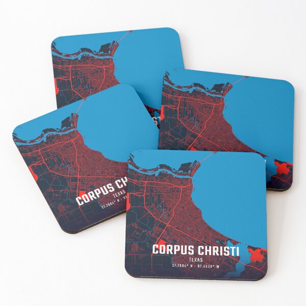 Item preview, Corpus Christi Red & Blue Minimalist Map designed and sold by HomeLivingCo.