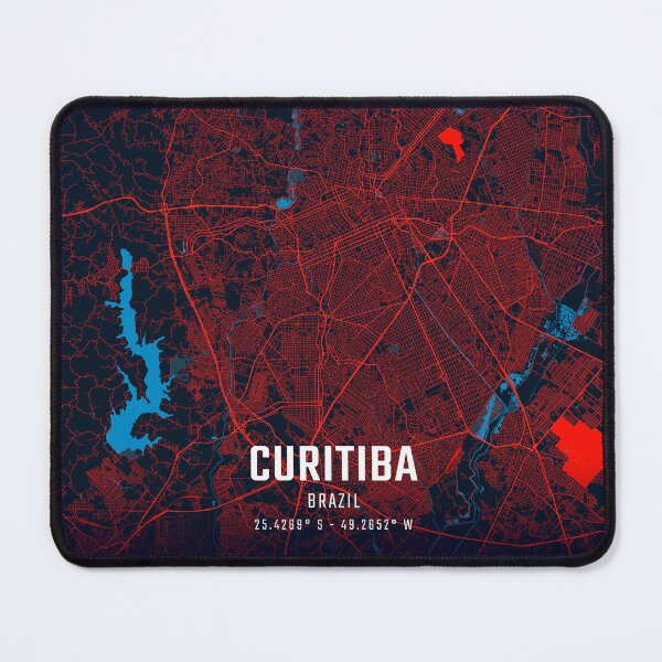Item preview, Curitiba Red & Blue Minimalist Map designed and sold by HomeLivingCo.