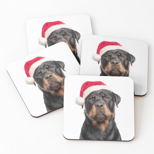 Item preview, Rottweiler dog with Christmas Hat – Festive Rottie Xmas Design designed and sold by LazyOwlStore.
