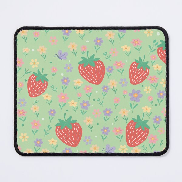 Item preview, Cute Strawberry and Floral Seamless Pattern designed and sold by LSLOOMANDSOUL.