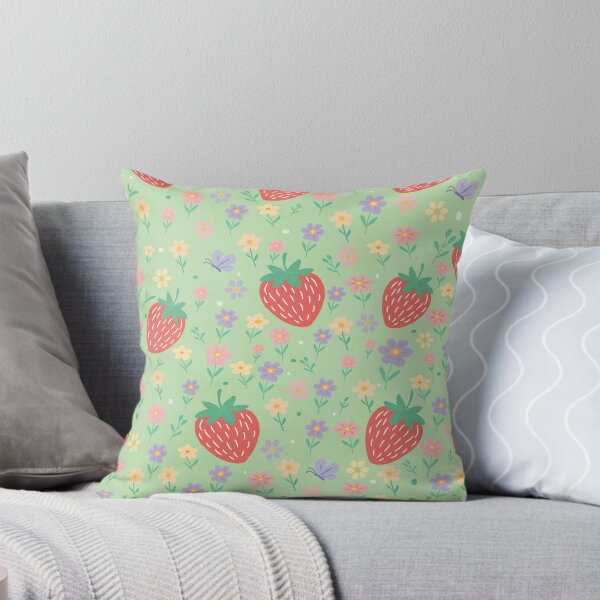 Item preview, Cute Strawberry and Floral Seamless Pattern designed and sold by LSLOOMANDSOUL.