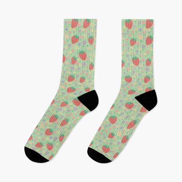 Item preview, Cute Strawberry and Floral Seamless Pattern designed and sold by LSLOOMANDSOUL.