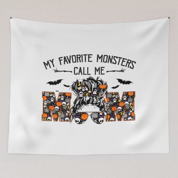 Item preview, My Favorite Monsters Call Me Mom Messy Bun Happy Halloween Pullover 	1	 designed and sold by lkhirwbrm.