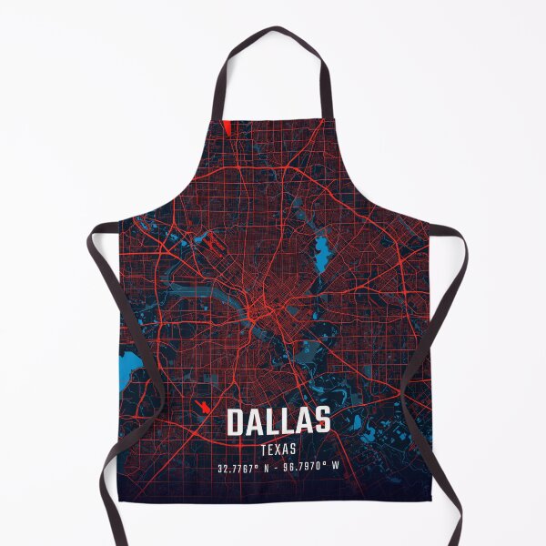 Aperçu de l'œuvre Carte minimaliste rouge et bleue de Dallas créée et vendue par HomeLivingCo.