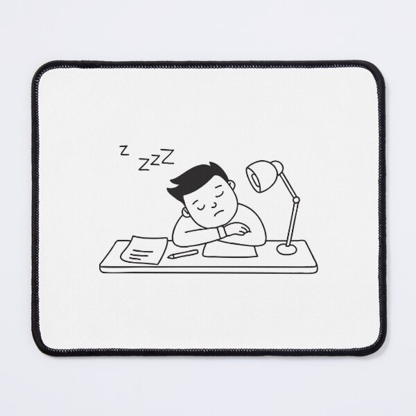 Item preview, A man asleep at a desk, with pen papers and a still lamp beside designed and sold by rasagamastore.