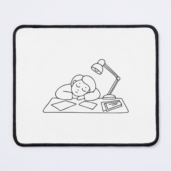 Item preview, A person asleep at a desk, with papers and a still lamp beside designed and sold by rasagamastore.