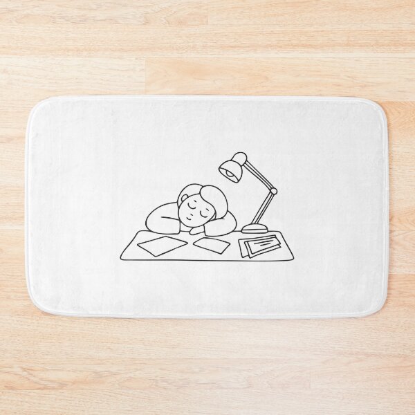 Item preview, A person asleep at a desk, with papers and a still lamp beside designed and sold by rasagamastore.