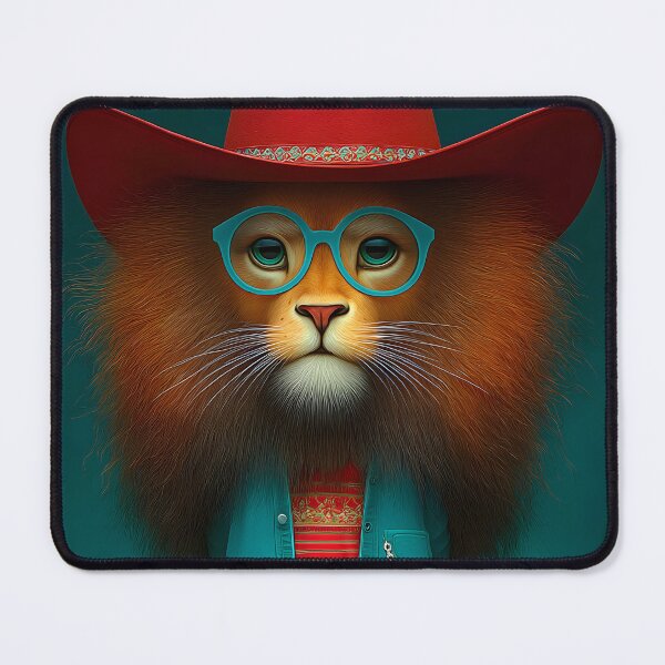 Item preview, Whimsical Lion in Cowboy Attire with Glasses designed and sold by Artessie.
