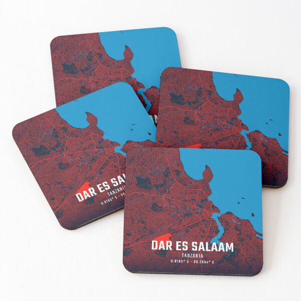Item preview, Dar es Salaam Red & Blue Minimalist Map designed and sold by HomeLivingCo.