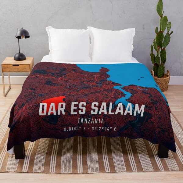 Item preview, Dar es Salaam Red & Blue Minimalist Map designed and sold by HomeLivingCo.