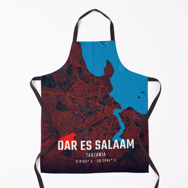 Item preview, Dar es Salaam Red & Blue Minimalist Map designed and sold by HomeLivingCo.