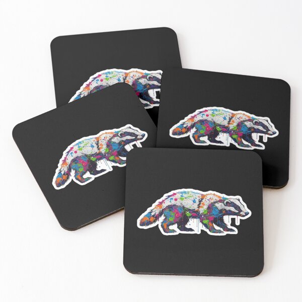 Item preview, Vibrant Paint Splatter Honey Badger Artistic Wild Animal Canvas Style Artwork designed and sold by bvdesignart.