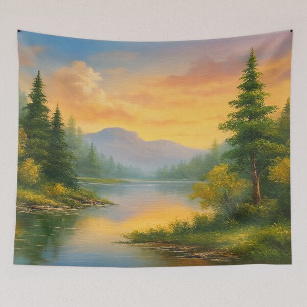 Item preview, River Village – happy little trees, blooming colors & peaceful skies designed and sold by FotoworldEdel.