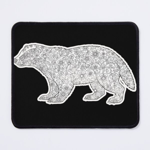 Item preview, Detailed Floral Line Art Honey Badger Adult Coloring Book Style Wild Animal Design designed and sold by bvdesignart.