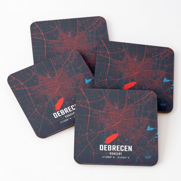 Item preview, Debrecen Red & Blue Minimalist Map designed and sold by HomeLivingCo.