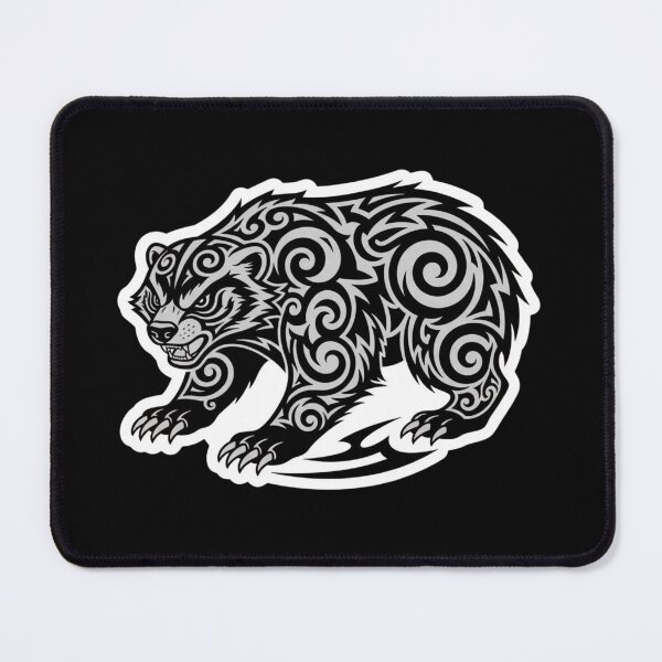 Item preview, Aggressive Tribal Tattoo Honey Badger Maori Polynesian Black and White Animal Design designed and sold by bvdesignart.