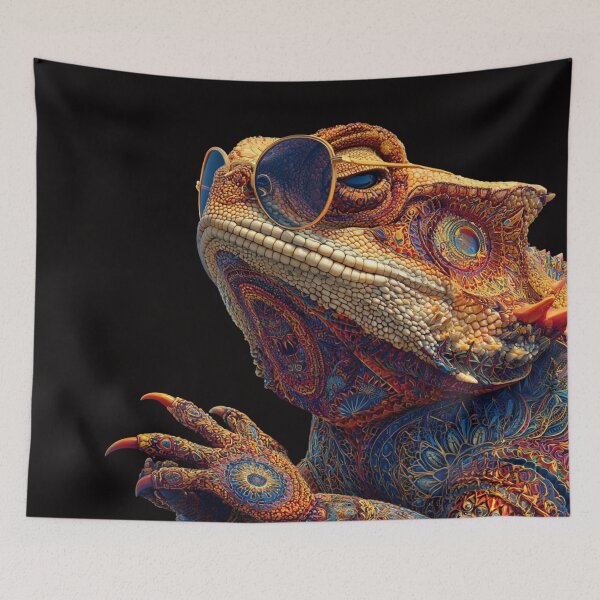 Item preview, Horned Toad | Mystic Mandala Art Lizard in Round Sunglasses | Psychedelic designed and sold by CrunchyGoats.
