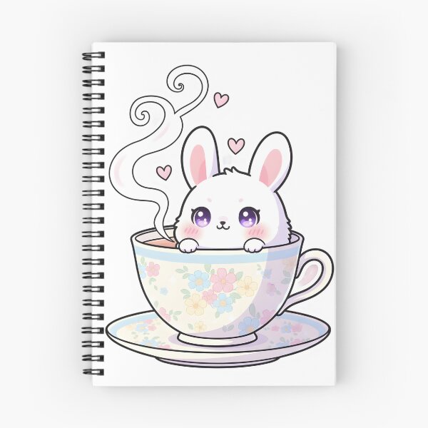 Aperçu de l'œuvre Chibi Bunny – Pastel Teacup Outline Cute Design créée et vendue par Affiliora.