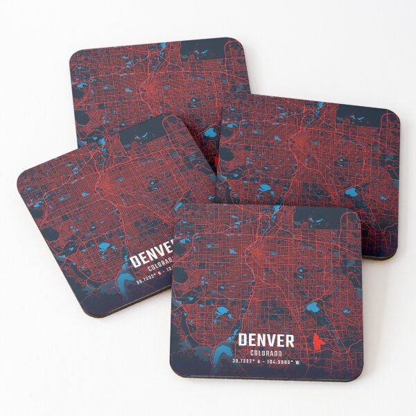 Item preview, Denver Red & Blue Minimalist Map designed and sold by HomeLivingCo.