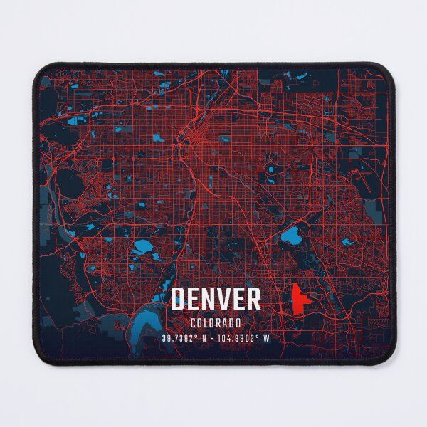 Item preview, Denver Red & Blue Minimalist Map designed and sold by HomeLivingCo.