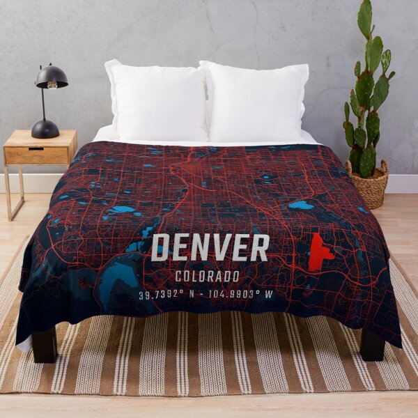 Item preview, Denver Red & Blue Minimalist Map designed and sold by HomeLivingCo.