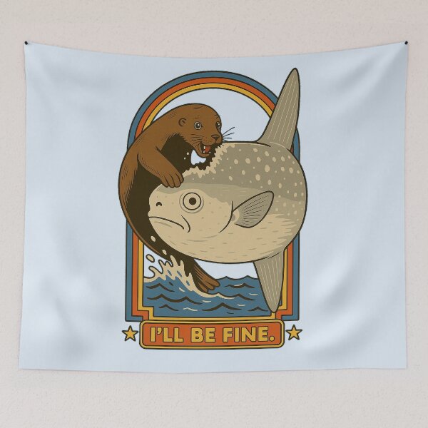 Item preview, I’ll Be Fine – Funny Seal & Sunfish Sarcastic Retro Design designed and sold by SablePL.