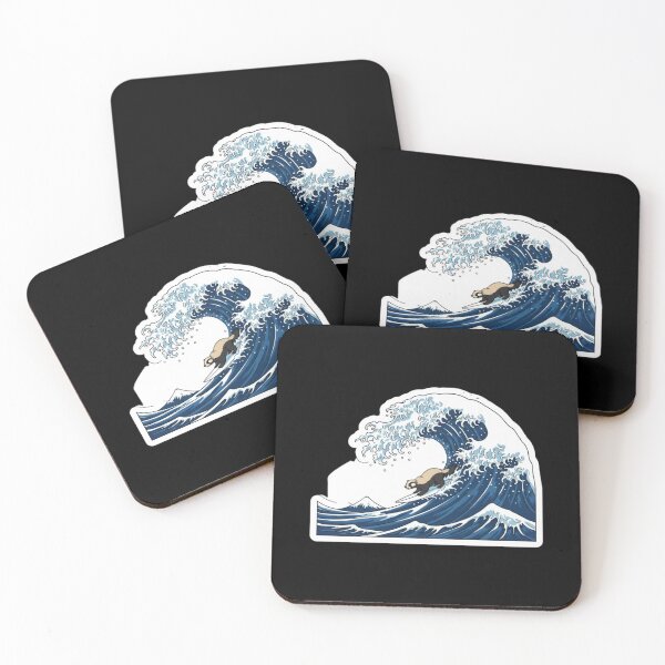 Item preview, Fearless Honey Badger Surfing The Great Wave Japanese Art Parody Sticker Design designed and sold by bvdesignart.