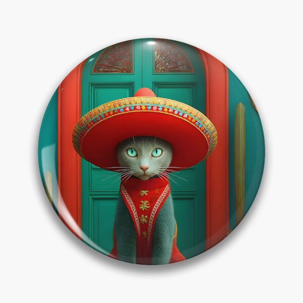 Item preview, Whimsical Cat in Colorful Mexican Courtyard Scene designed and sold by Artessie.
