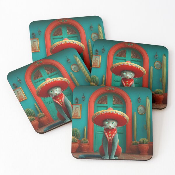 Item preview, Whimsical Cat in Colorful Mexican Courtyard Scene designed and sold by Artessie.