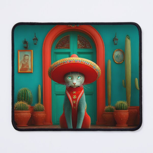 Item preview, Whimsical Cat in Colorful Mexican Courtyard Scene designed and sold by Artessie.