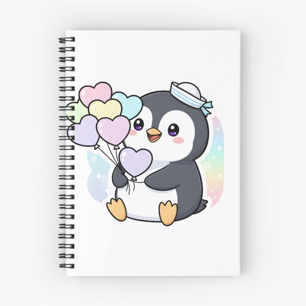 Item preview, Chibi Penguin  – Pastel Hearts Outline Kawaii Design designed and sold by Affiliora.
