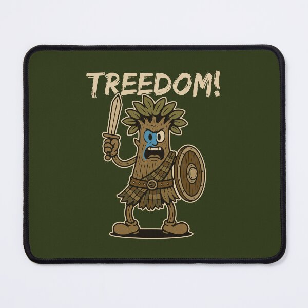 Item preview, Cartoon Tree Warrior Shouting Treedom with Sword designed and sold by TheJollyDoodle.