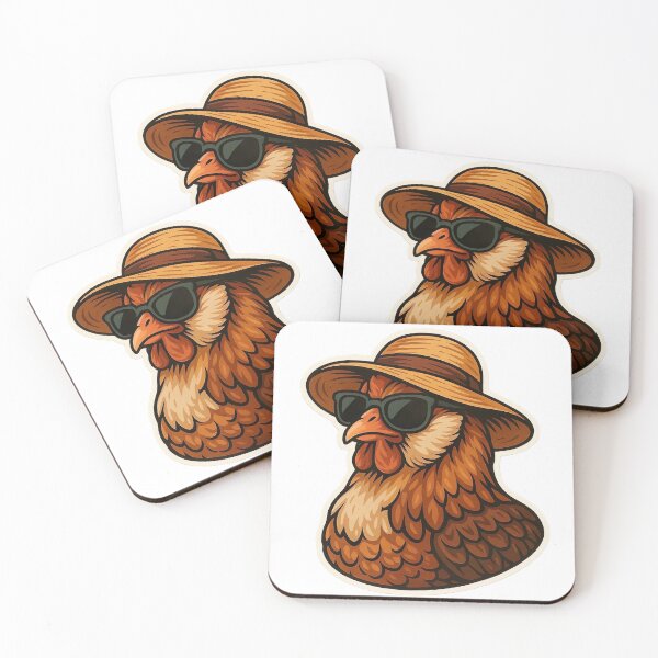 Item preview, Cute Easter Egger Chicken Sticker – Funny Hen with Sunglasses and Sunhat – Farm Animal Illustration designed and sold by ArteeInnovation.
