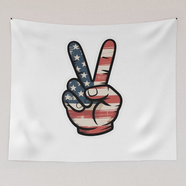 Item preview, Vintage Peace Sign Fingers American Flag designed and sold by Mateusz Majcherek.
