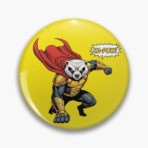 Item preview, Fearless Honey Badger Superhero Comic Book Style Caped Crusader Gold Armor Design designed and sold by bvdesignart.