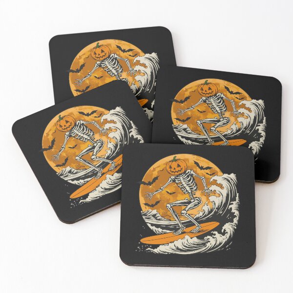 Item preview, Vintage Halloween Skeleton Pumpkin Surfing Surf Gift for Boys  designed and sold by JUSTBEELEGANT.