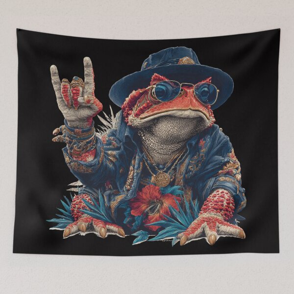 Item preview, Horned Toad Rock 'n' Roll  | Baroque Musician Frog with Sunglasses designed and sold by CrunchyGoats.