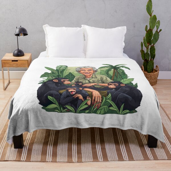 Item preview, Charming Jane Goodall Inspired Vector Illustration with Chimpanzees in Jungle, Friendly Wildlife Conservation Scene, Clean Lines, Vibrant Colors, Sticker, designed and sold by ArteeInnovation.