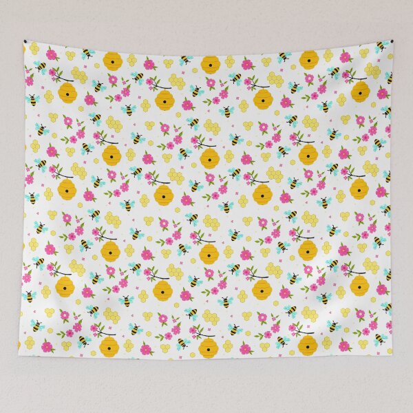 Item preview, bees, beehives, flowers, and honeycombs designed and sold by burbura.