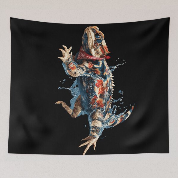 Item preview, Horned Toad | Tropical Lizard with Water Splash | Cool Animal Art designed and sold by CrunchyGoats.